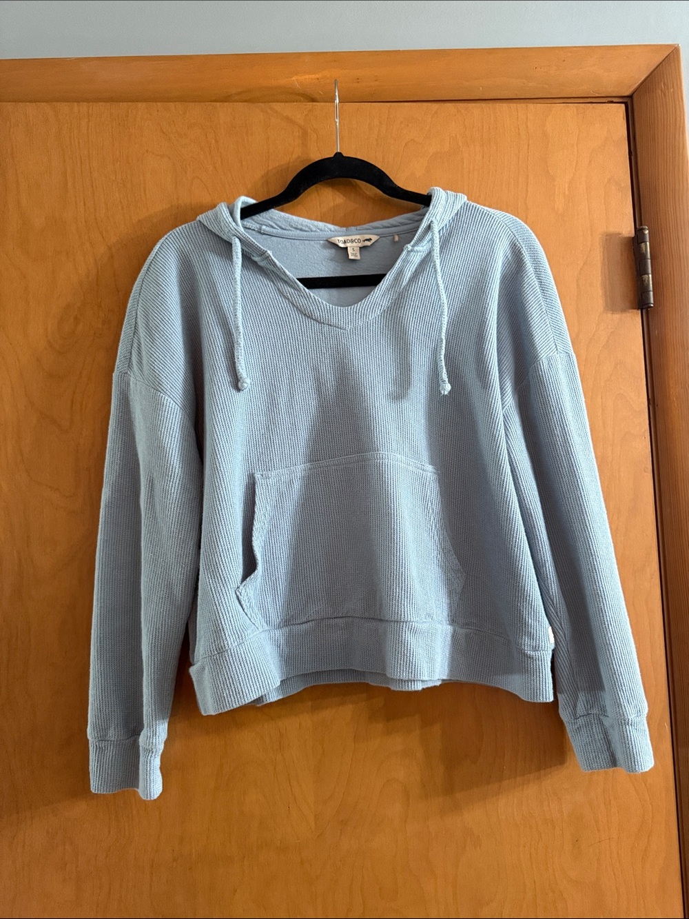 Light Blue Waffle-Knit Hoodie